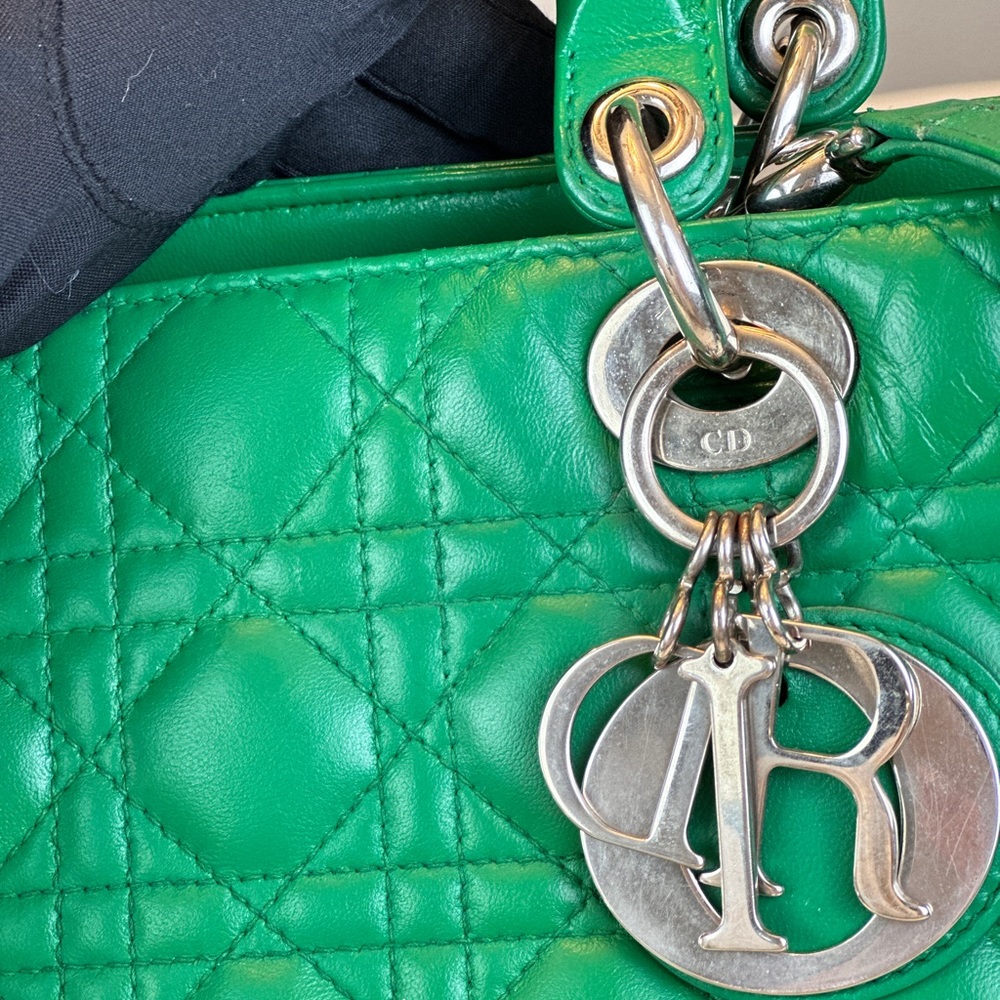 Dior Green Quilted Leather Lady Dior Top-Handle Shoulder Bag - Picture 9 of 16